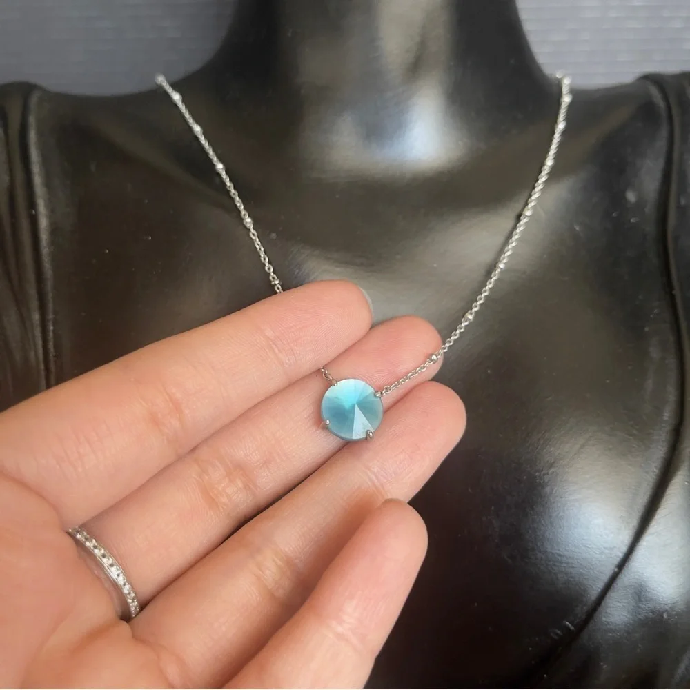 Kendra Scott Blue Gem Silver Tone Jolie Necklace 18 Inch
